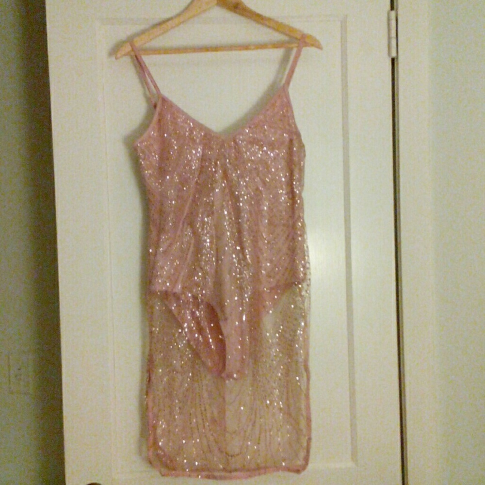 VALENTINE'S DATENIGHT! Glitter Mesh Bodysuit Dress